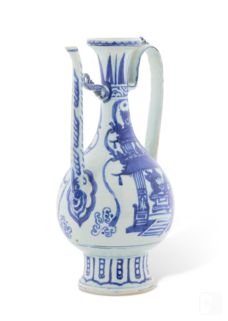 RARE VERSEUSE EN PORCELAINE BLEU BLANC À DÉCOR À LA FONTAINE MAGIQUE  CHINE, DYNASTIE MING, ÉPOQUE JIAJING (1522-1566) - 图4